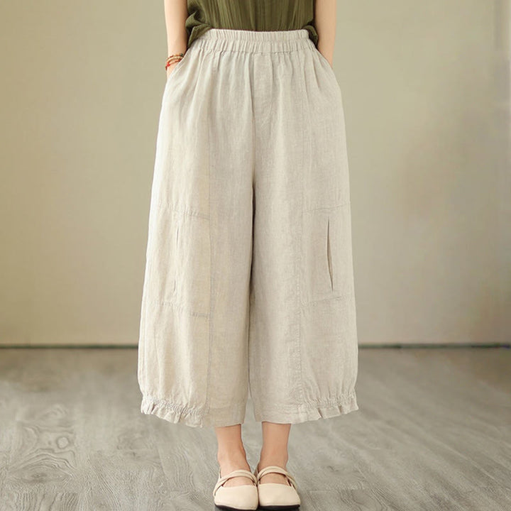 Buddha Stones Vintage Casual Pleated Design Cotton Women's Wide Leg Pants With Pockets - image 17