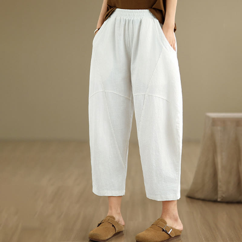 Buddha Stones Spring 7-8 Length Solid Color Women's Harem Pants With Pockets - image 25