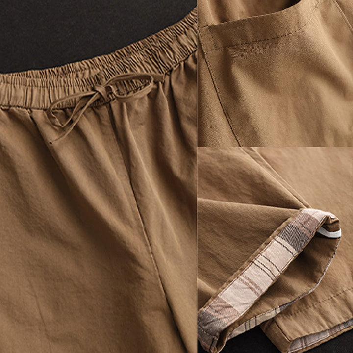 Buddha Stones Casual Plain Patched Cuff Design Women's Cotton Harem Pants With Pockets - image 7