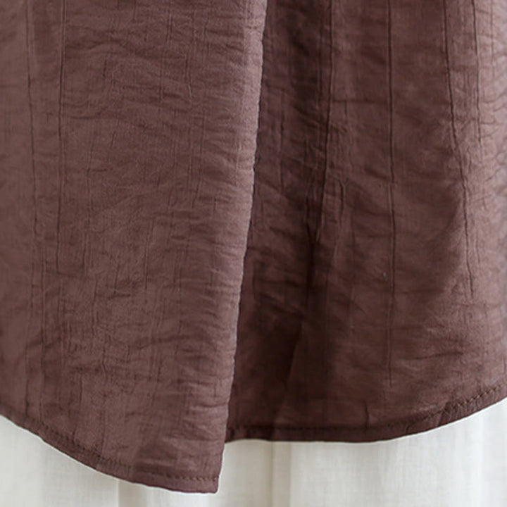 Buddha Stones Casual Plain Back Buttom Design Stand Collar Cotton Linen Women's Sleeveless Vest - image 10