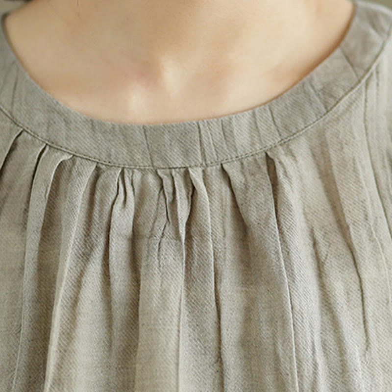 Buddha Stones Summer Wrinkles Simple Design Crew Neck Women's Sleeveless Vest Waistcoat - image 5