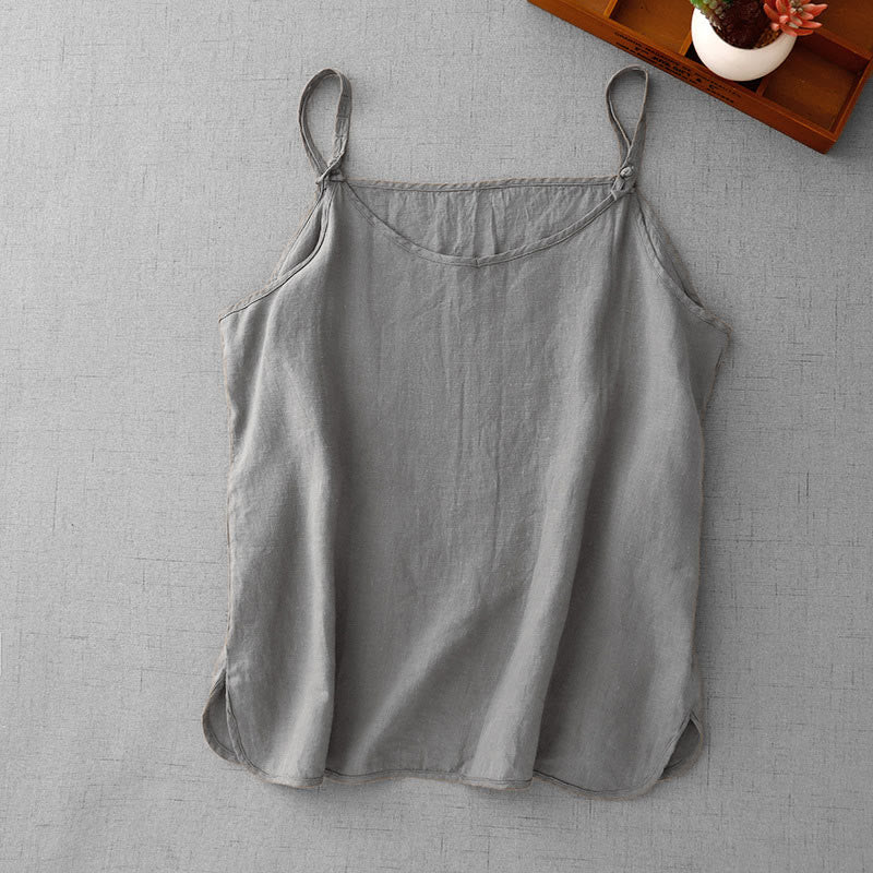 Buddha Stones Summer Plain Adjustable Strap Design Women's Cotton Linen Vest Waistcoat - DarkGray - US14，UK/AU18，EU46 (2XL) - image 14