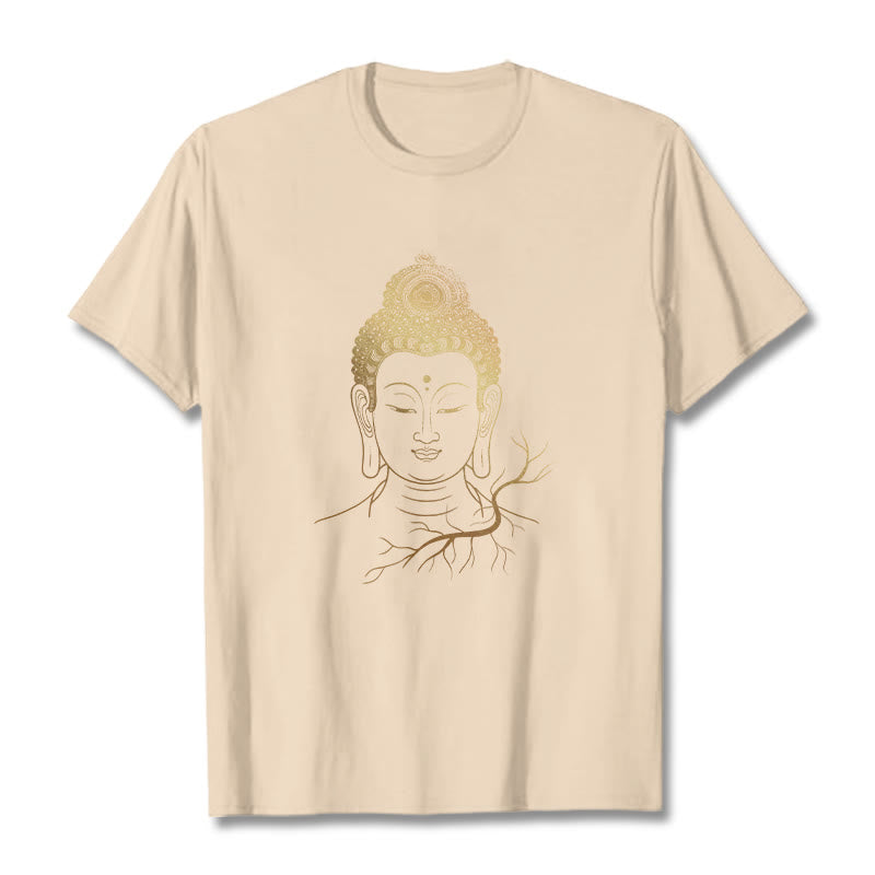 Buddha Stones Golden Meditation Buddha Head Tee T-shirt - Bisque - 2XL - image 8