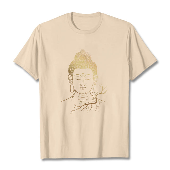 Buddha Stones Golden Meditation Buddha Head Tee T-shirt - Bisque - 2XL - image 8