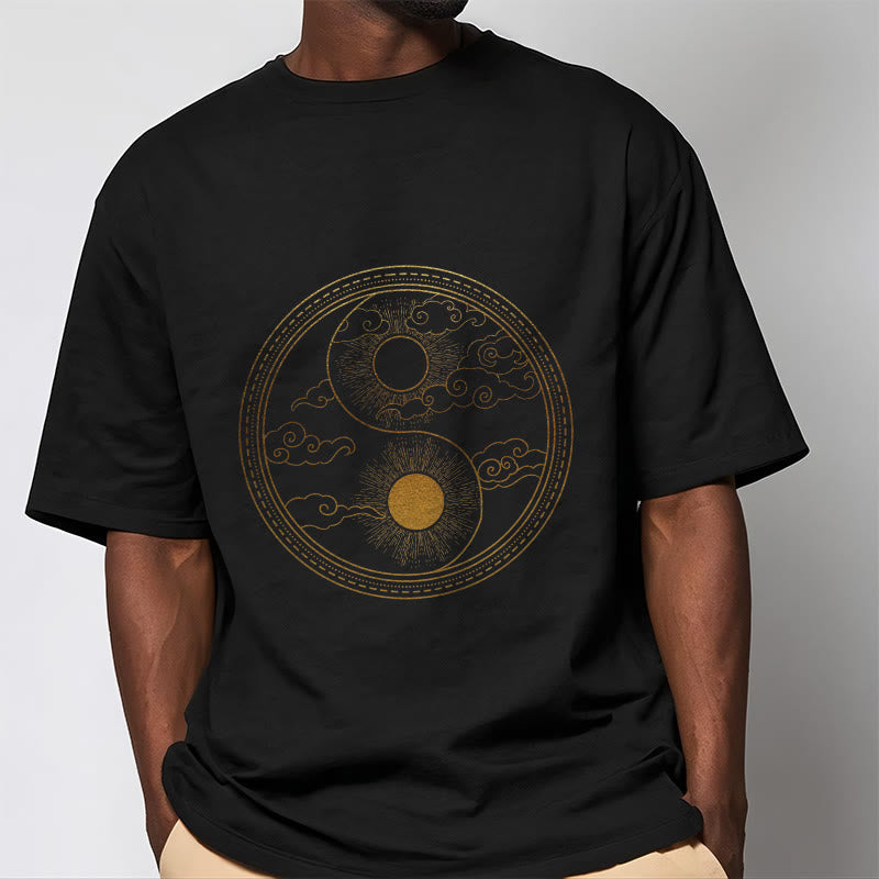 Buddha Stones Yin Yang Sun Auspicious Clouds Tee T-shirt - image 1