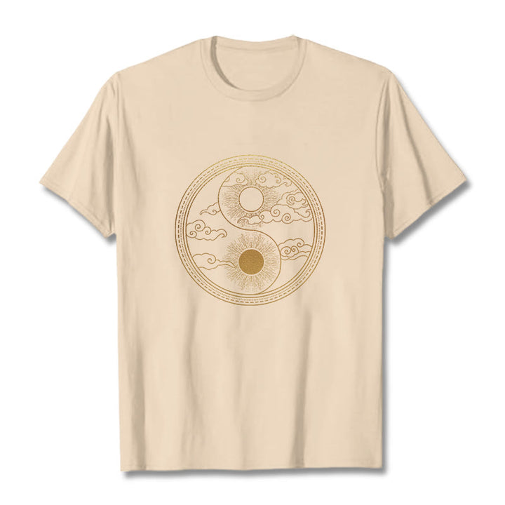 Buddha Stones Yin Yang Sun Auspicious Clouds Tee T-shirt - Bisque - 2XL - image 12