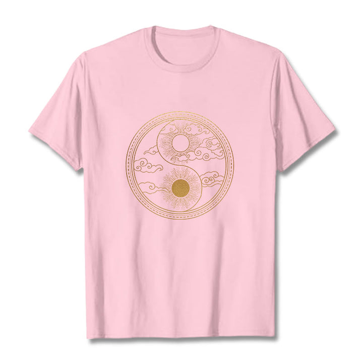 Buddha Stones Yin Yang Sun Auspicious Clouds Tee T-shirt - LightPink - 2XL - image 16