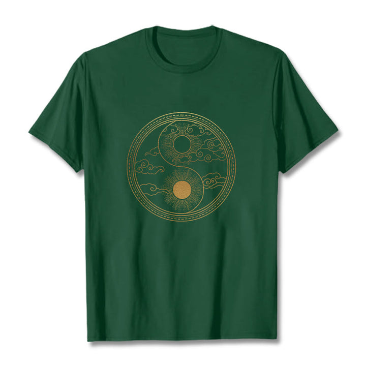 Buddha Stones Yin Yang Sun Auspicious Clouds Tee T-shirt - ForestGreen - 2XL - image 5