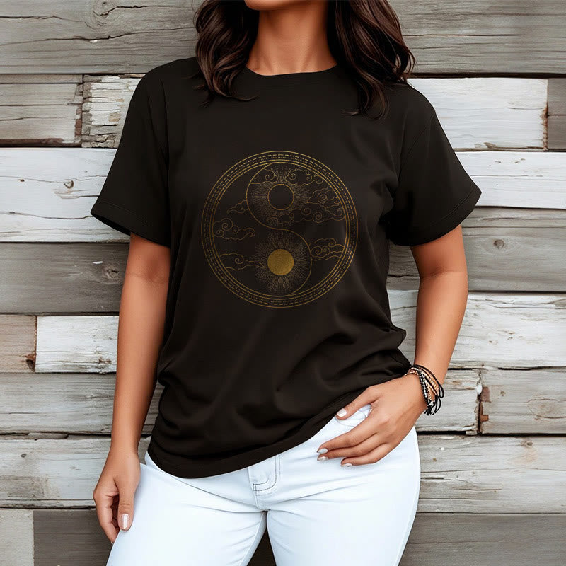 Buddha Stones Yin Yang Sun Auspicious Clouds Tee T-shirt - image 3