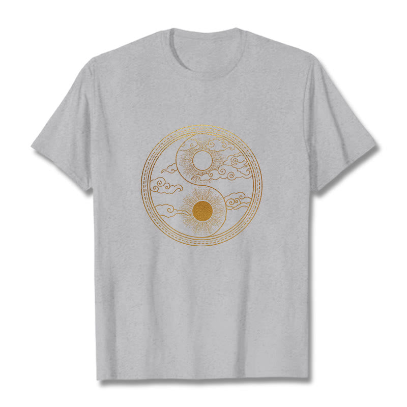 Buddha Stones Yin Yang Sun Auspicious Clouds Tee T-shirt - LightGrey - 2XL - image 10
