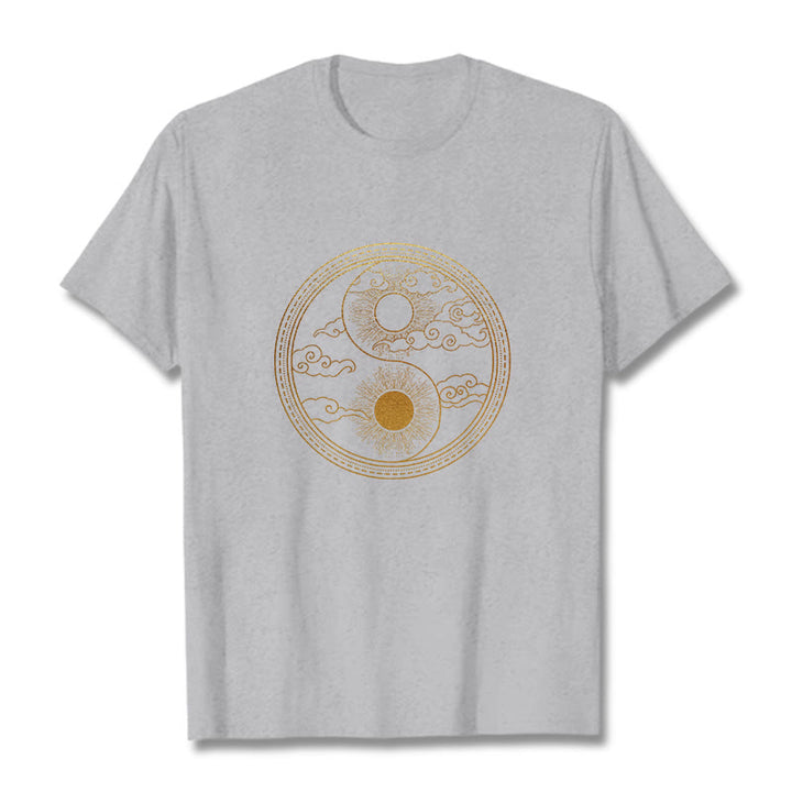Buddha Stones Yin Yang Sun Auspicious Clouds Tee T-shirt - LightGrey - 2XL - image 10