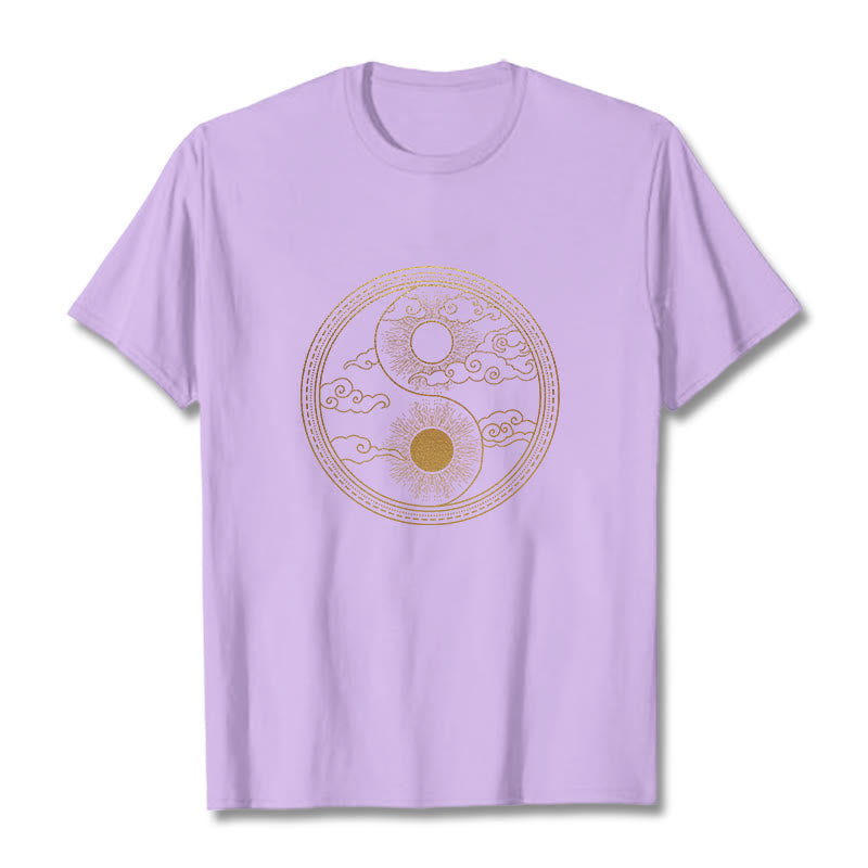 Buddha Stones Yin Yang Sun Auspicious Clouds Tee T-shirt - Plum - 2XL - image 18