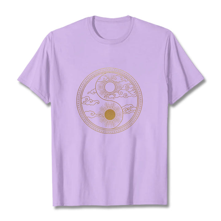 Buddha Stones Yin Yang Sun Auspicious Clouds Tee T-shirt - Plum - 2XL - image 18