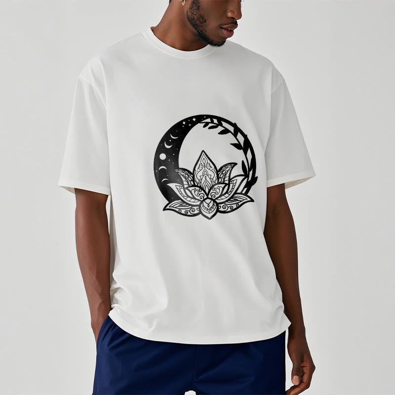 Buddha Stones Lotus Flower Sun Moon Intertwining Vines Tee T-shirt - image 1