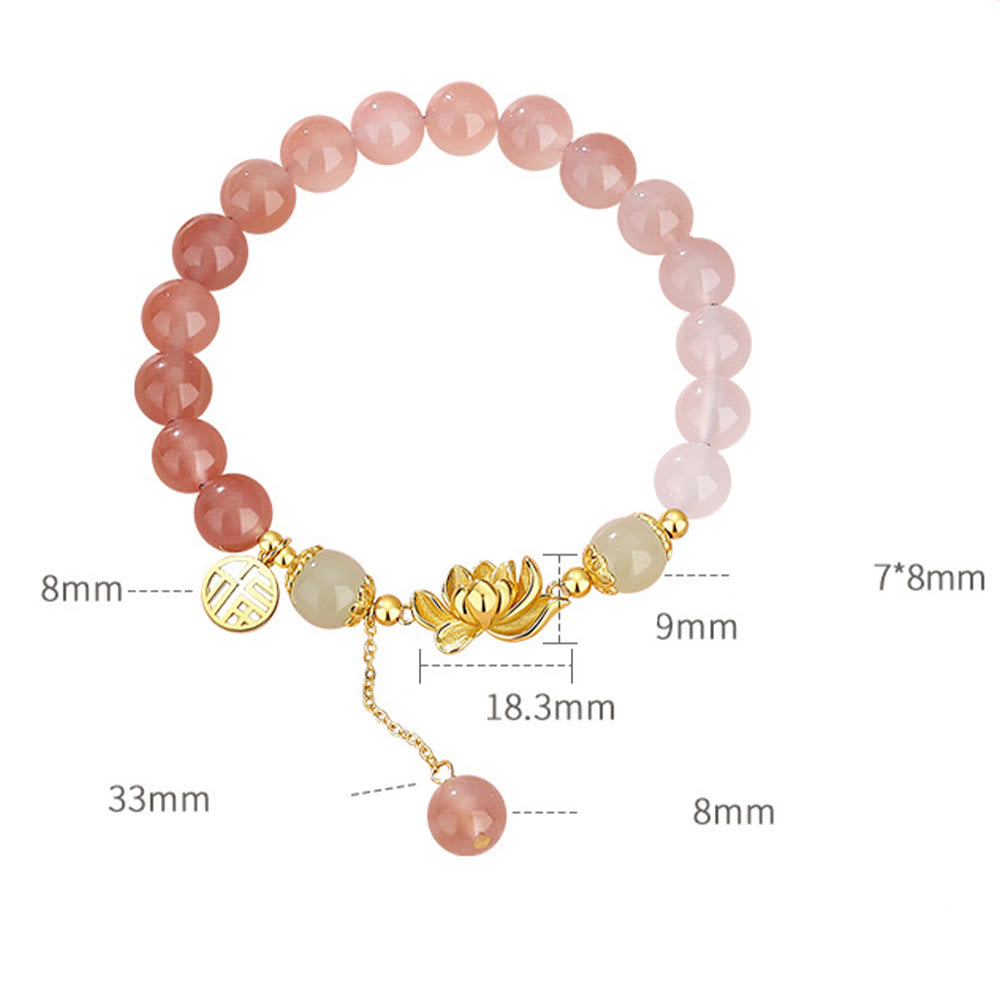 Buddha Stones 925 Sterling Silver Natural Gradient Agate Hetian Jade Lotus Fu Character Enlightenment Bracelet - image 9