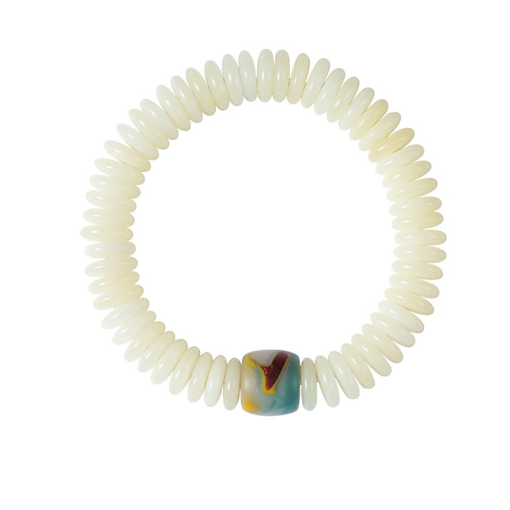 Buddha Stones Natural White Bodhi Seed Stone Wisdom Tassel Wrist Mala Bracelet - image 7