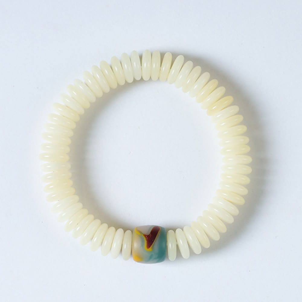Buddha Stones Natural White Bodhi Seed Stone Wisdom Tassel Bracelet - image 6