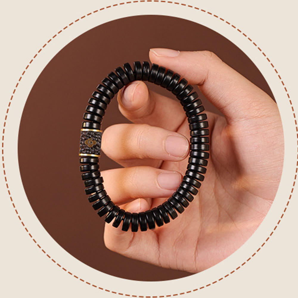 Buddha Stones Tibetan Coconut Shell Auspicious Clouds Positive Bracelet - image 7
