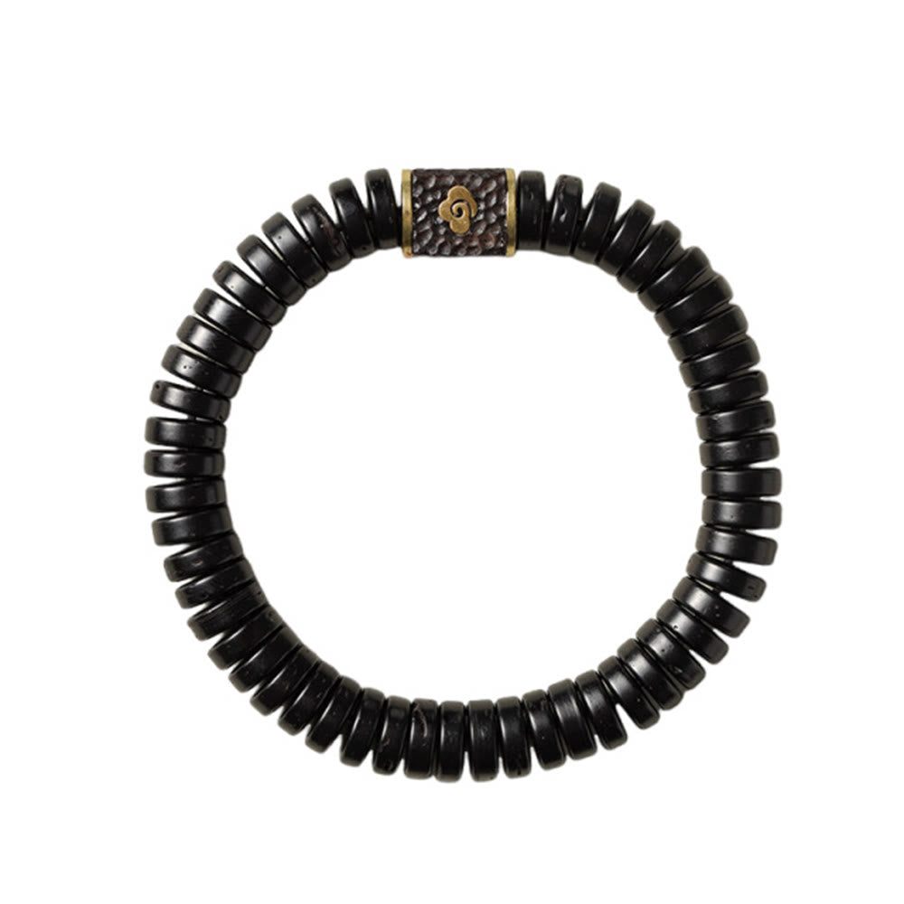 Buddha Stones Tibetan Coconut Shell Auspicious Clouds Positive Bracelet - image 8