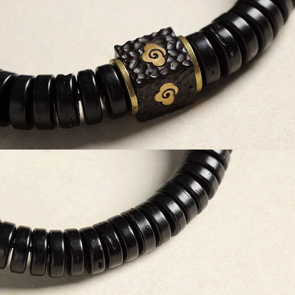 Buddha Stones Tibetan Coconut Shell Auspicious Clouds Positive Bracelet - image 4