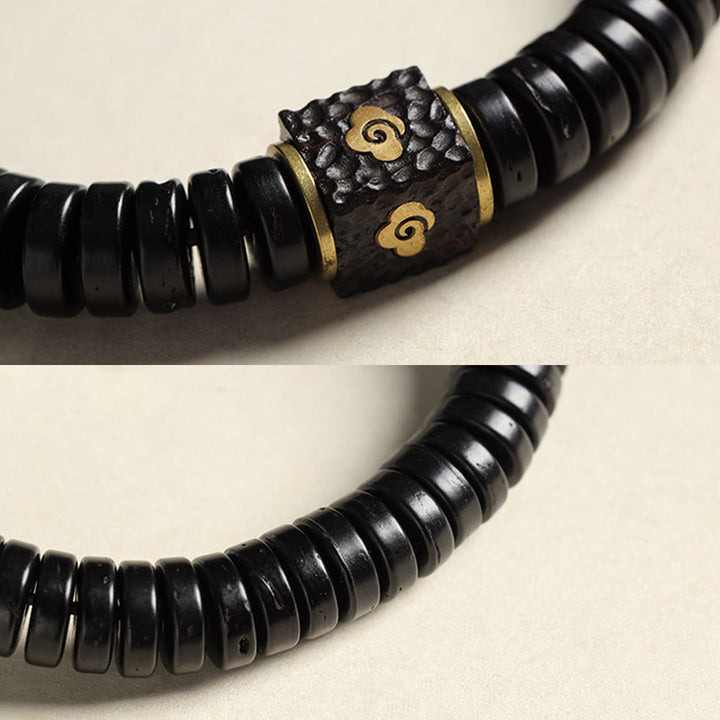 Buddha Stones Tibetan Coconut Shell Auspicious Clouds Positive Bracelet - image 4