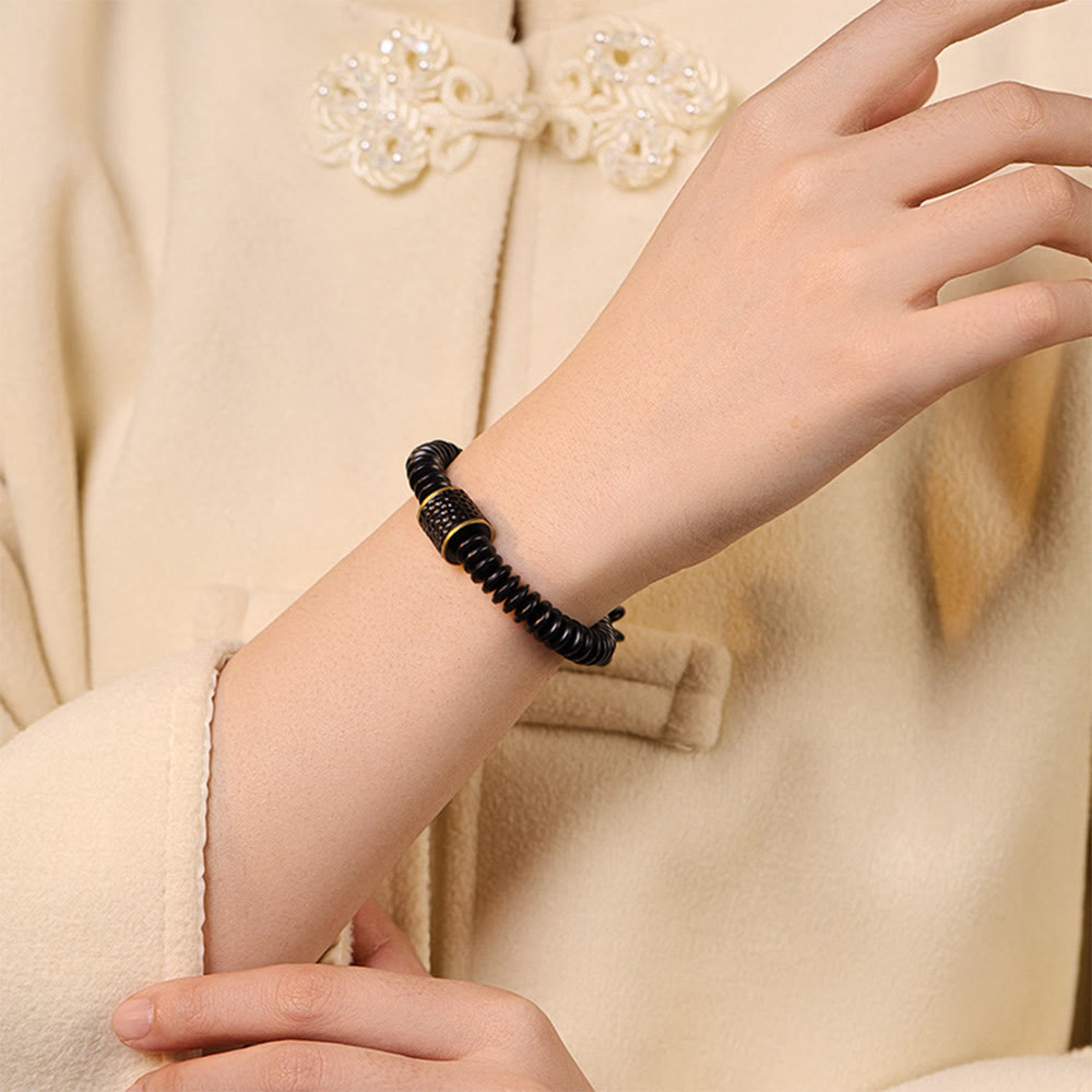 Buddha Stones Tibetan Coconut Shell Auspicious Clouds Positive Bracelet - image 13