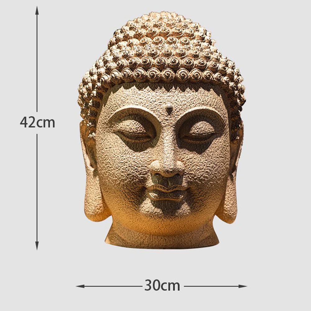 Buddha Stones Closed Eyes Meditating Buddha Head Resin Statue Zen Home Decoration 42*30*30cm - image 12