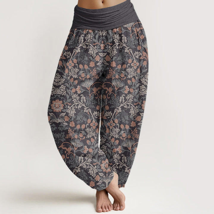 Buddha Stones Pure Cotton Casual Flower Vine Leaves Pattern Women's Elastic Waist Harem Pants - RosyBrown - US22，UK/AU26，EU54 (6XL) - image 5