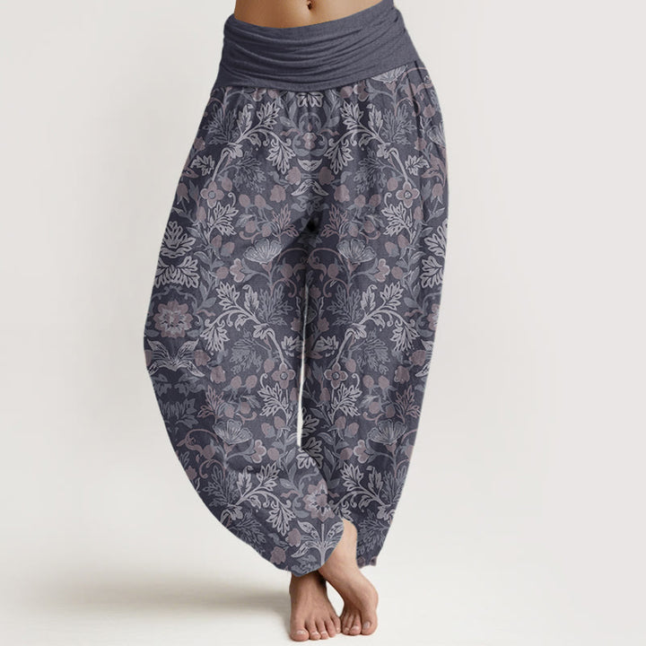 Buddha Stones Pure Cotton Casual Flower Vine Leaves Pattern Women's Elastic Waist Harem Pants - Thistle - US22，UK/AU26，EU54 (6XL) - image 8