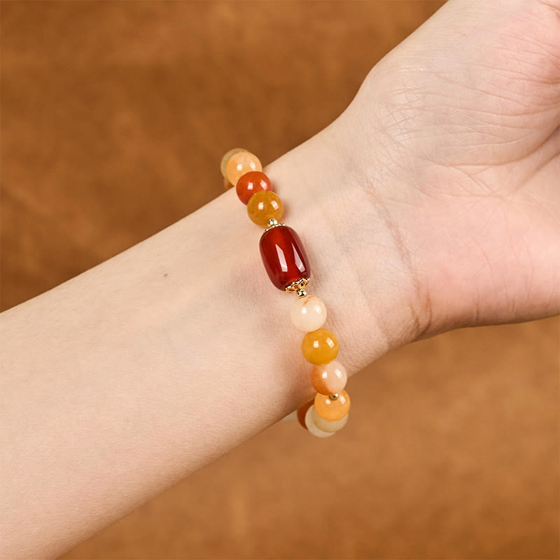 Buddha Stones Golden Silk Jade Beads Gourd Wealth Luck Bracelet - image 6