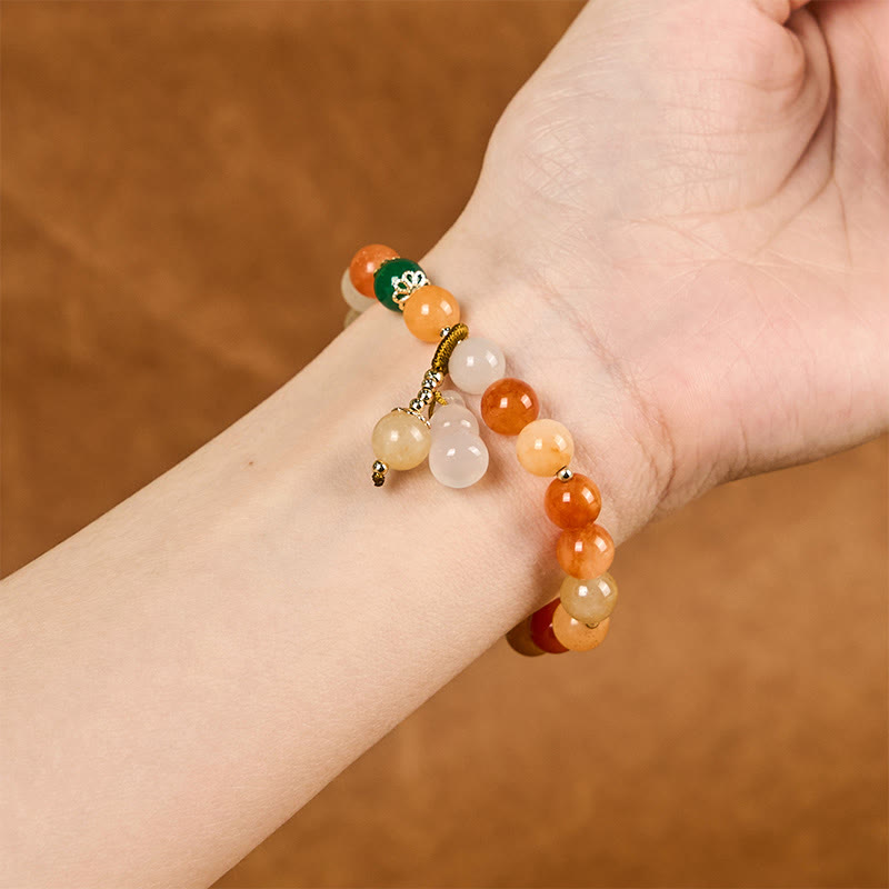 Buddha Stones Golden Silk Jade Beads Gourd Wealth Luck Bracelet - image 4