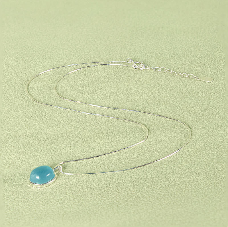 Buddha Stones 925 Sterling Silver Aquamarine Healing Clavicle Chain Necklace Pendant - image 1