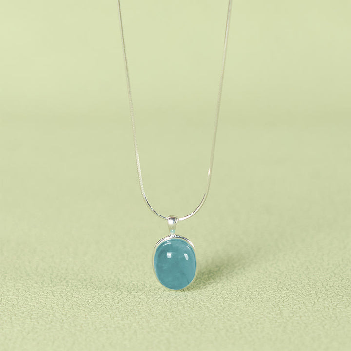 Buddha Stones 925 Sterling Silver Aquamarine Healing Clavicle Chain Necklace Pendant - image 2