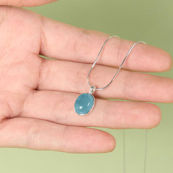 Buddha Stones 925 Sterling Silver Aquamarine Healing Clavicle Chain Necklace Pendant - image 4