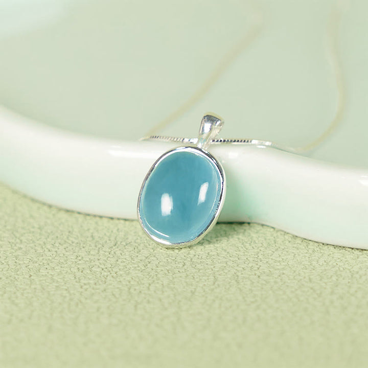 Buddha Stones 925 Sterling Silver Aquamarine Healing Clavicle Chain Necklace Pendant - image 7