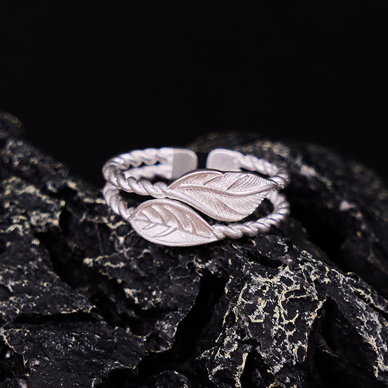 Buddha Stone Copper Leaf Wealth Adjustable Ring - image 1