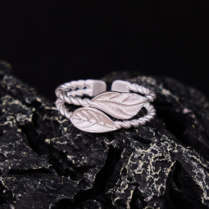Buddha Stone Copper Leaf Wealth Adjustable Ring - image 1