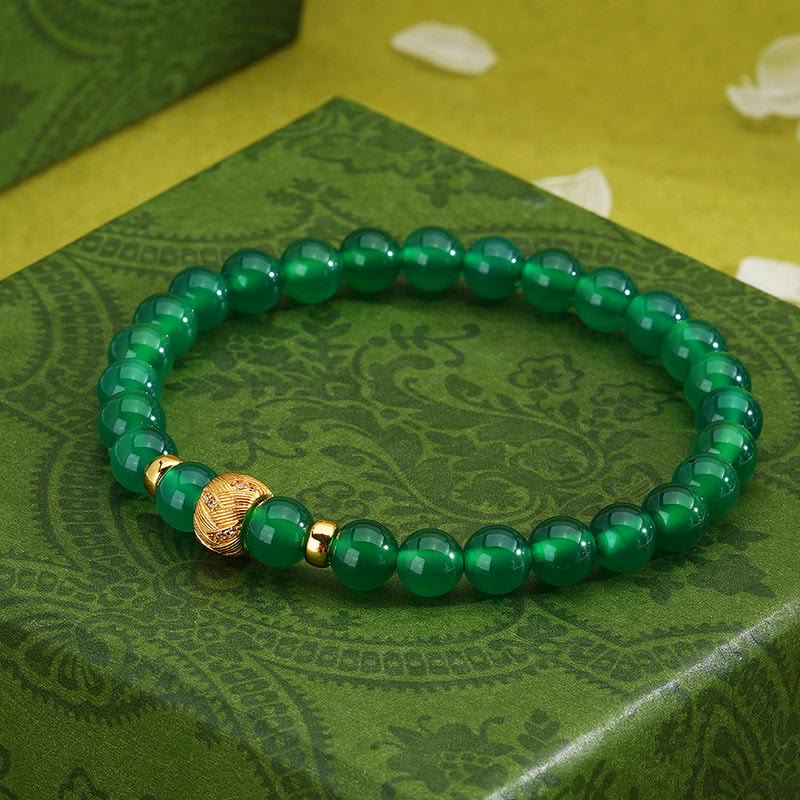 Buddha Stones Green Agate Beads Support Bracelet - image 3