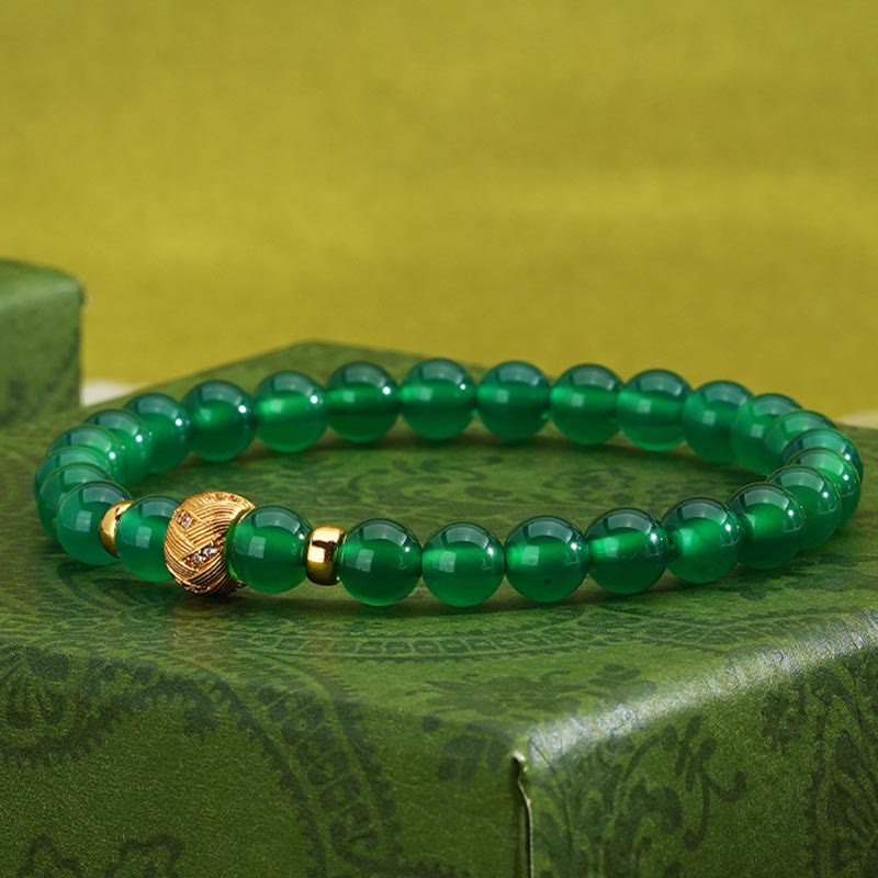 Buddha Stones Green Agate Beads Support Bracelet - image 4