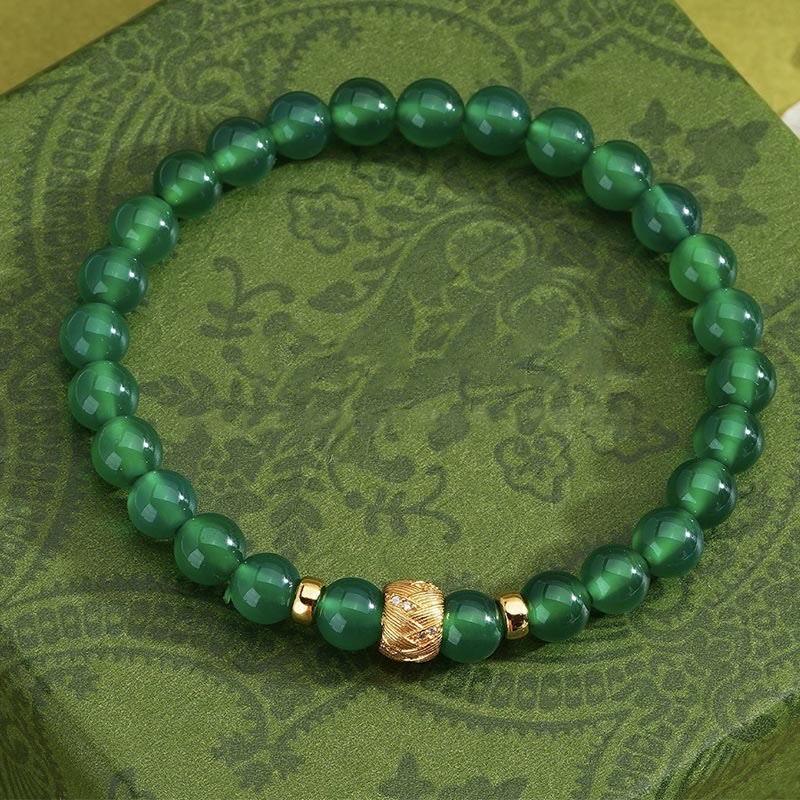 Buddha Stones Green Agate Beads Support Bracelet - Green Agate(Wrist Circumference 15-16cm) - image 0