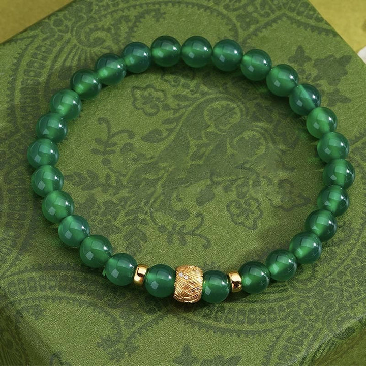 Buddha Stones Green Agate Beads Support Bracelet - Green Agate(Wrist Circumference 15-16cm) - image 0