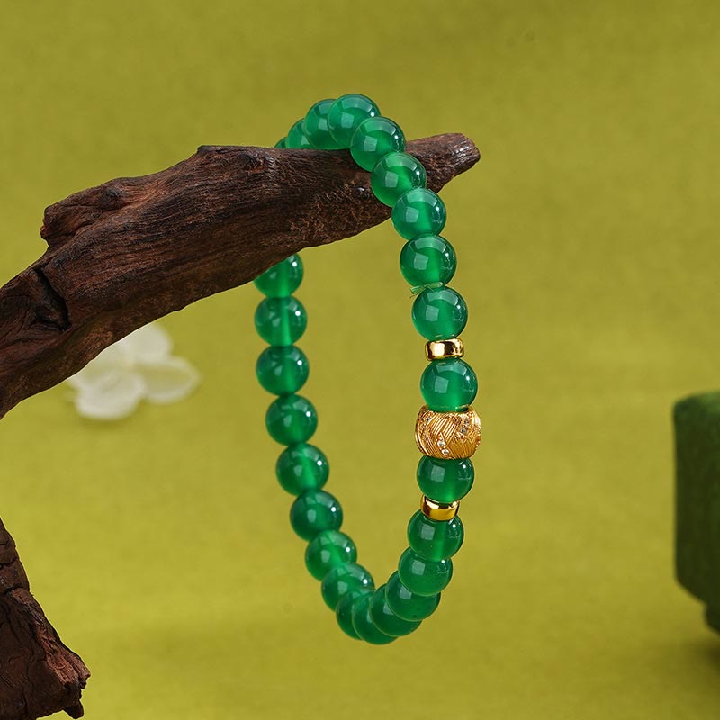 Buddha Stones Green Agate Beads Support Bracelet - image 2