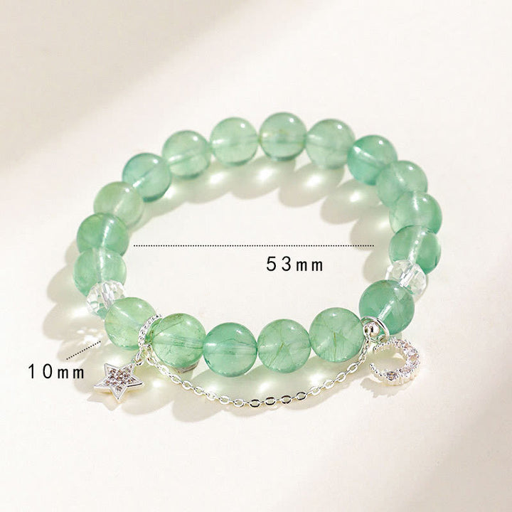 Buddha Stones Green Fluorite Beads Moon Star Peace Bracelet - image 4
