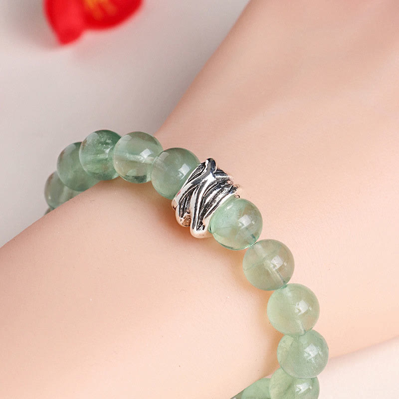 Buddha Stones Green Fluorite Beads Moon Star Peace Bracelet - image 9