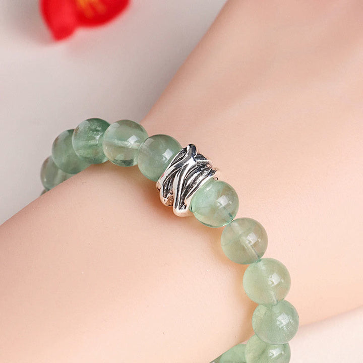 Buddha Stones Green Fluorite Beads Moon Star Peace Bracelet - image 9