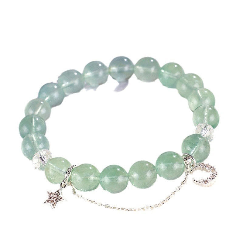 Buddha Stones Green Fluorite Beads Moon Star Peace Bracelet - image 6
