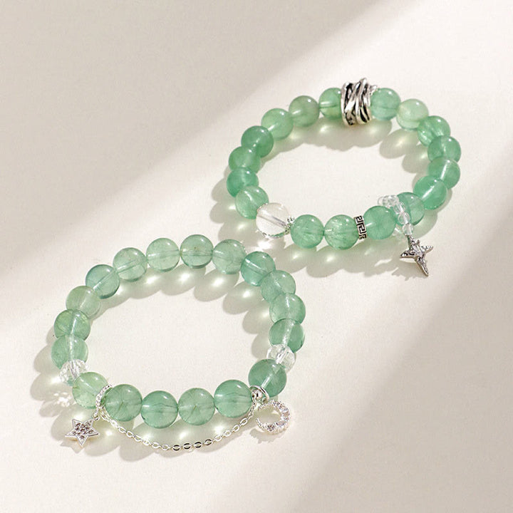 Buddha Stones Green Fluorite Beads Moon Star Peace Bracelet - image 10