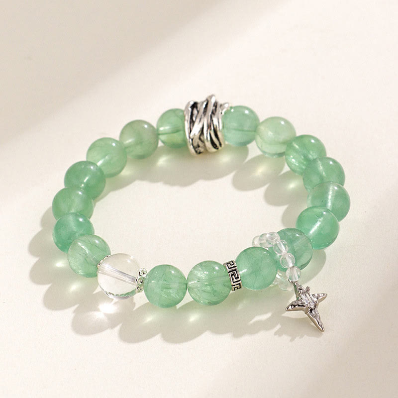 Buddha Stones Green Fluorite Beads Moon Star Peace Bracelet - Green Fluorite&Star(Wrist Circumference:14-15cm) - image 7