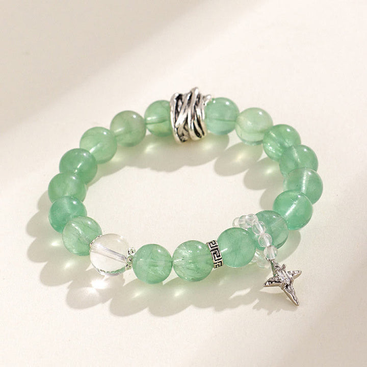 Buddha Stones Green Fluorite Beads Moon Star Peace Bracelet - Green Fluorite&Star(Wrist Circumference:14-15cm) - image 7