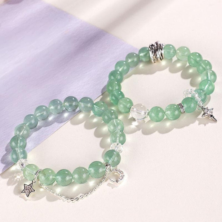 Buddha Stones Green Fluorite Beads Moon Star Peace Bracelet - image 11